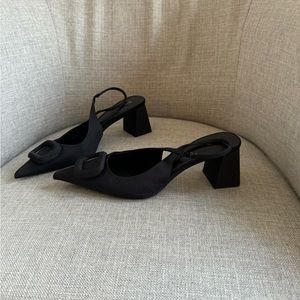 Embellished block heel slingback